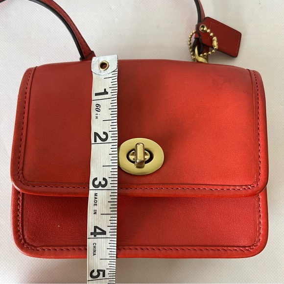 Coach Orange Turn Lock Mini Leather Crossbody Bag - Picture 14 of 16